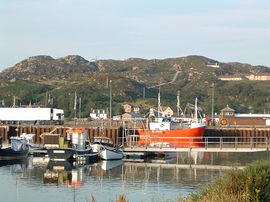 Looking towards Polcraig across the harbour. 