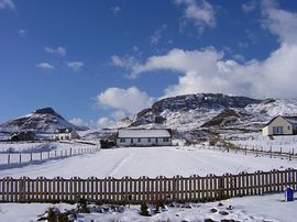 winter scene from B & B with cottages & Quira 