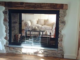 The glass fronted fireplace 